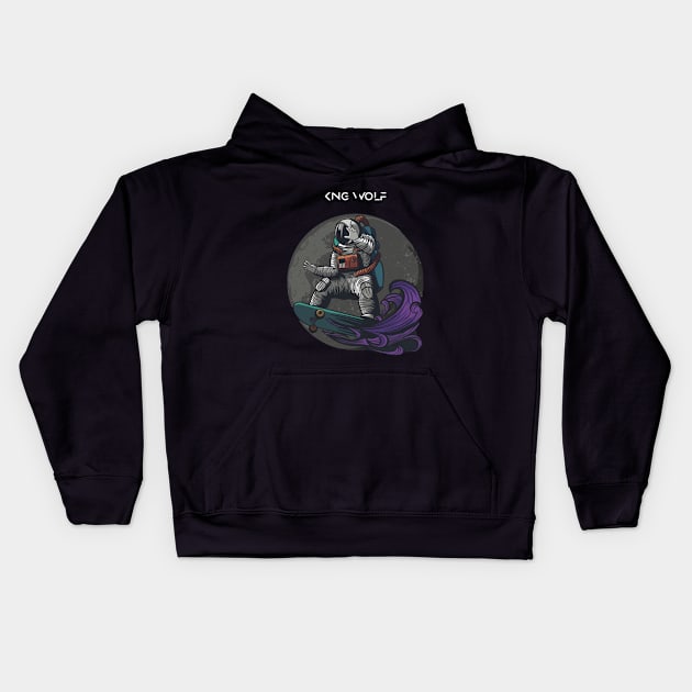 Astronaut Skateboarding T-shirt By KingWolf T-shirt Kids Hoodie by KingWolf